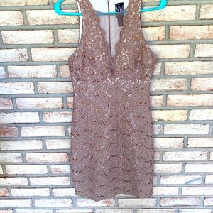 Beautiful beige dress with rose gold sequins